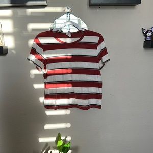 Medium orange and white striped shirt